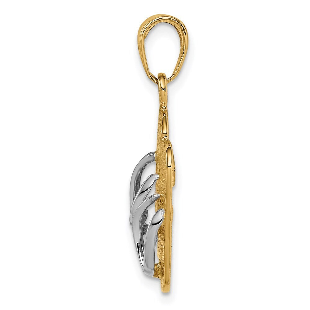 14k Yellow Gold and Rhodium Large Double Flip-Flop Pendant for Women