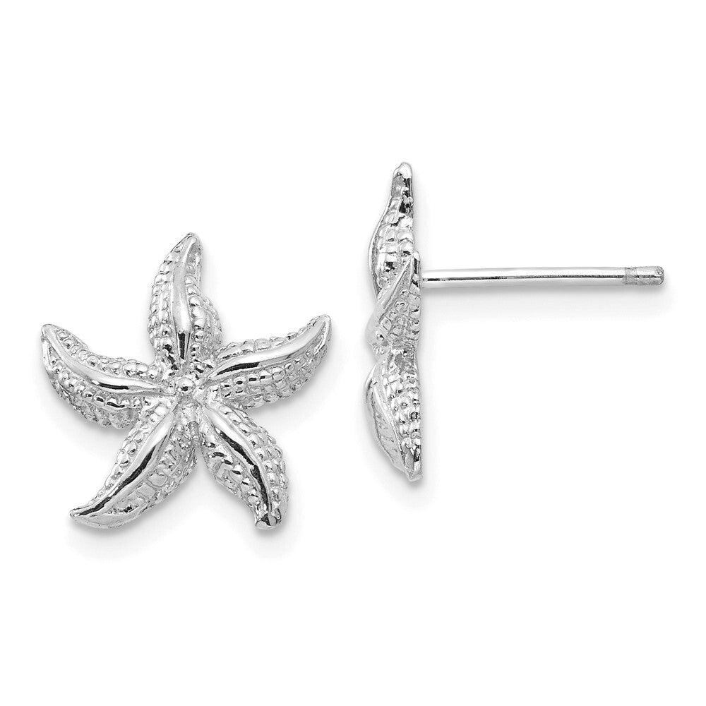 14k White Gold Starfish Stud Earrings Gift for Women