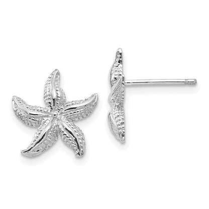 14k White Gold Starfish Stud Earrings Gift for Women