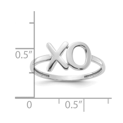 14k White Gold Polished X-O Ring Size 7
