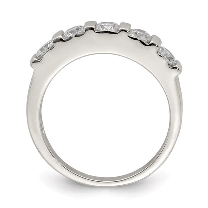 Sterling Silver Rhodium-plated Cubic Zirconia 5-Stone Ring Size 8