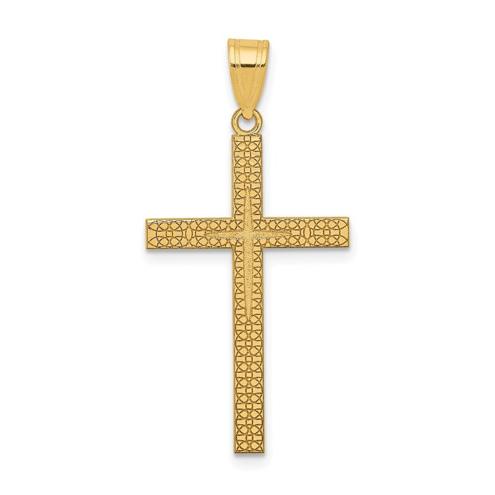 14k Yellow Gold Diamond-cut Latin Cross Pendant