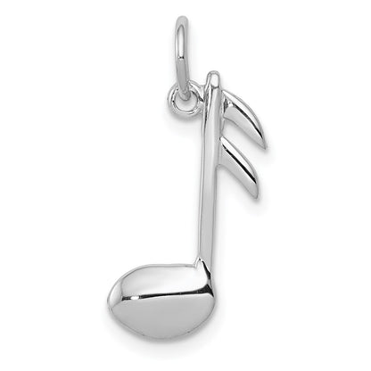 14k White Gold Polished Flat-Backed Musical Note Charm Pendant for Women