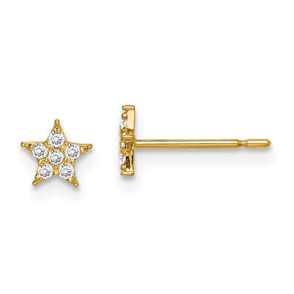 14k Yellow Gold Star CZ Earrings