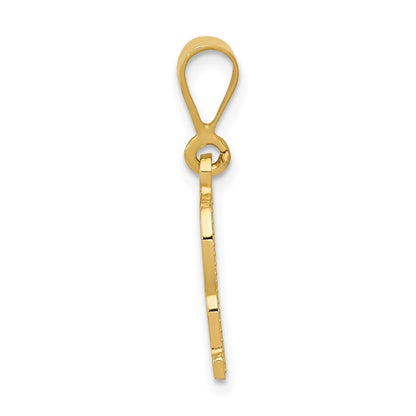 14k Yellow Gold Textured Initial R Charm Pendant for Women