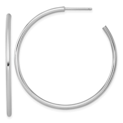 14k White Gold Polished 2 x 45mm Tube C-Hoop Earrings