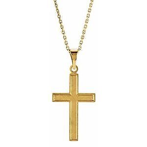 14k Yellow Gold 18x12 mm Cross Pendant Necklace 18"