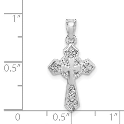 14k White Gold White Polished Cross Pendant for Women