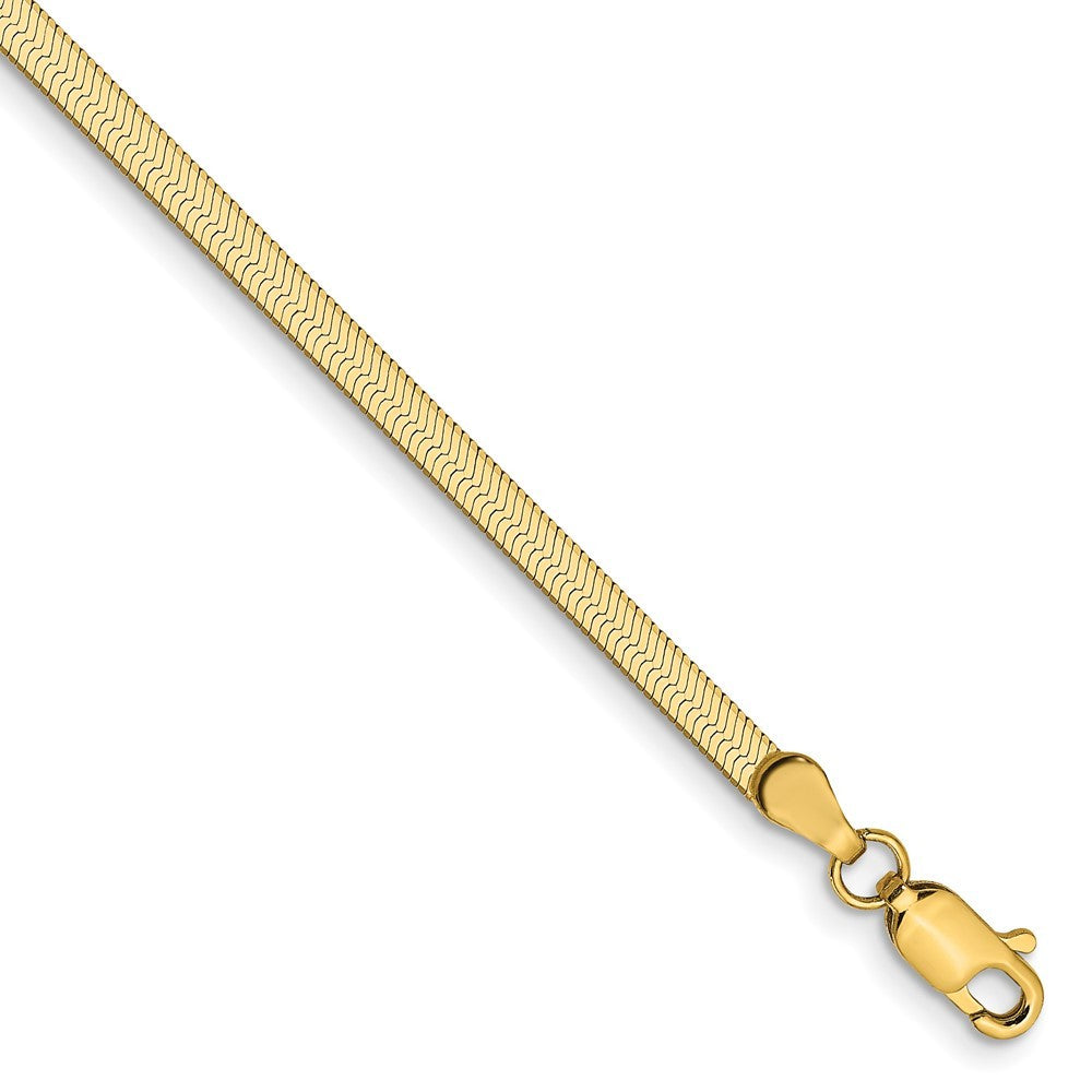 14k Yellow Gold 2.5mm Silky Herringbone Chain Bracelet