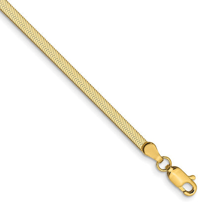 14k Yellow Gold 2.5mm Silky Herringbone Chain Bracelet