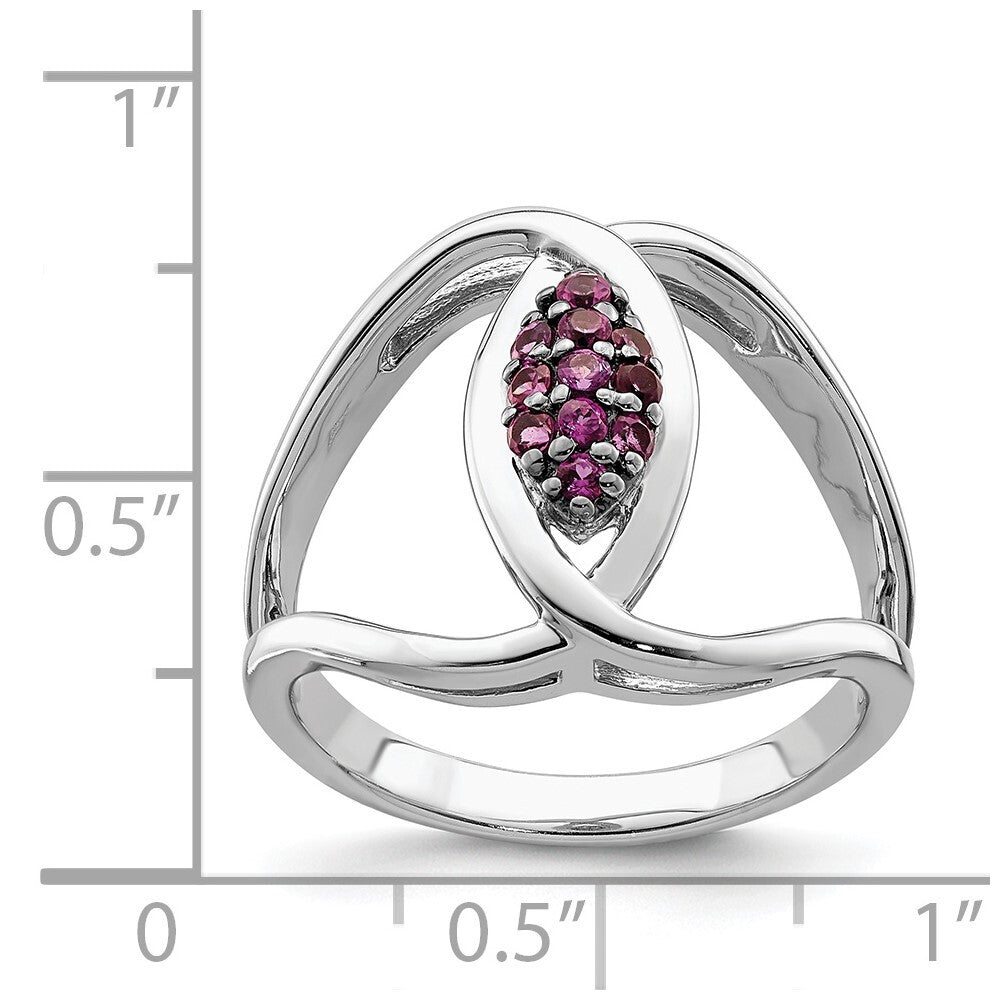 Sterling Silver Rhod-plat Rhodolite Garnet Ring Size 7