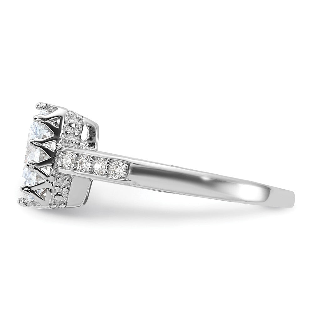 Sterling Silver Rhodium-plated Polished Cubic Zirconia Ring Size 8