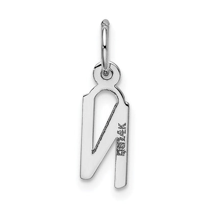 14k White Gold Small Slanted Block Letter N Initial Charm Pendant for Women