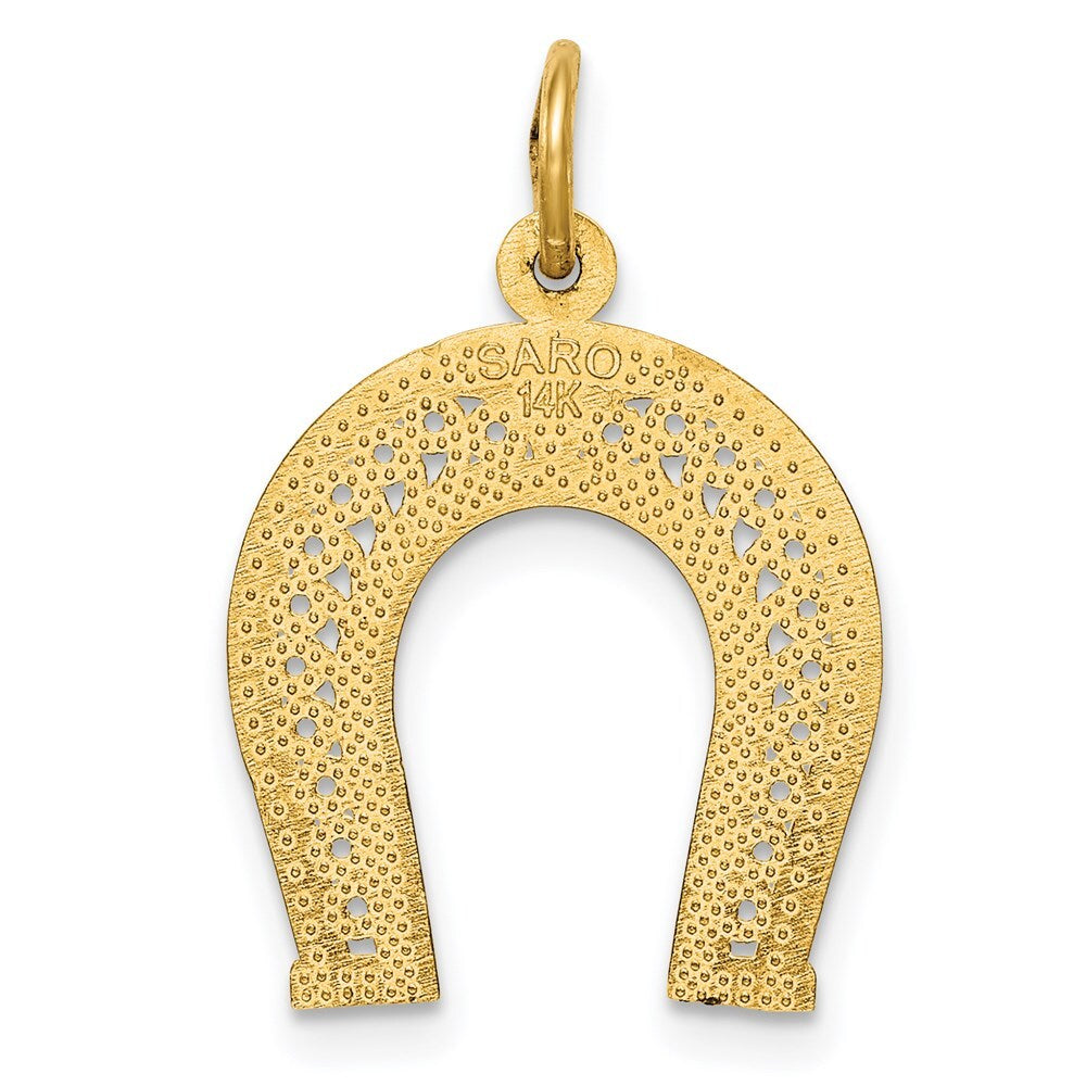 14k Yellow Gold Horseshoe Charm Pendant for Women