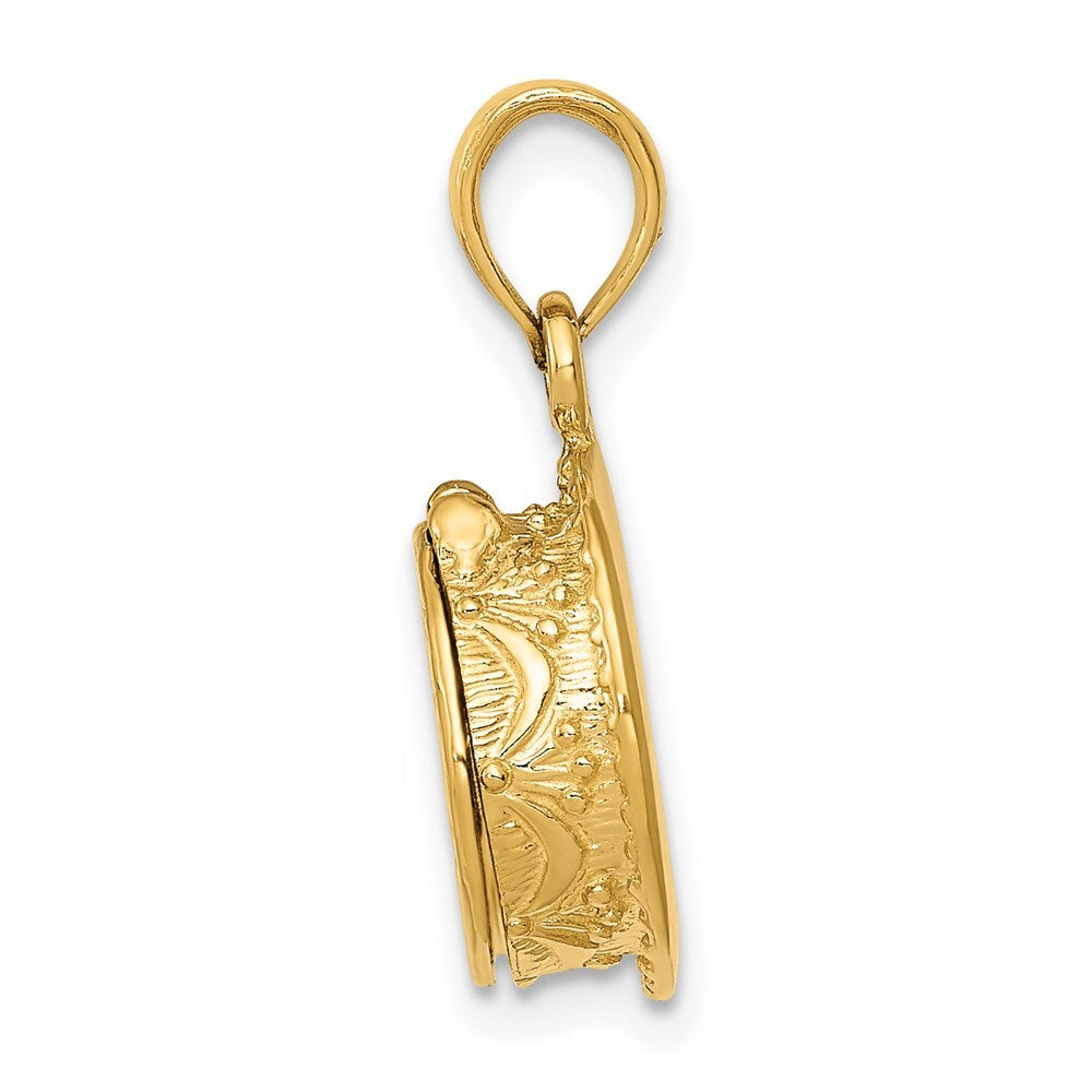 14k Yellow Gold 3D Enamel Birthday Cake with Candle Inside Pendant for Women