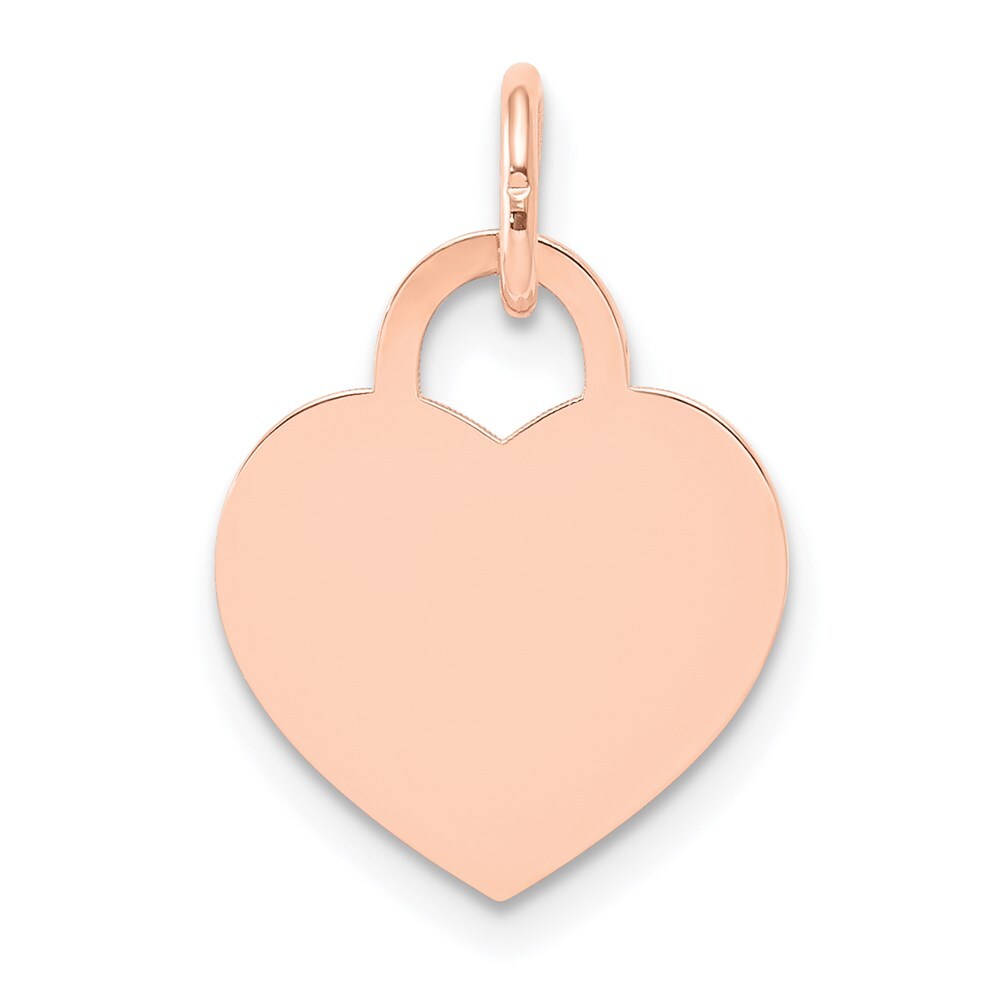 14k Rose Gold Medium Engraveable Heart Charm Pendant for Women