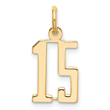 14k Yellow Gold Small Elongated Number 15 Charm Pendant for Women