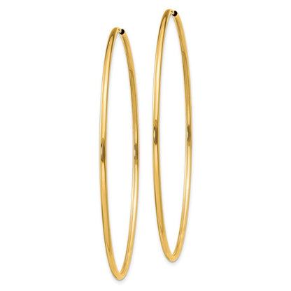 14k Yellow Gold 1.5mm Polished Round Endless Hoop Earrings