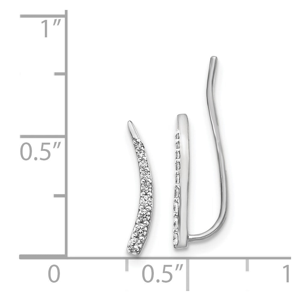 14k White Gold Diamond Ear Climber Stud Earrings Gift for Women