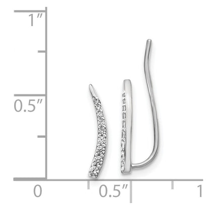 14k White Gold Diamond Ear Climber Stud Earrings Gift for Women