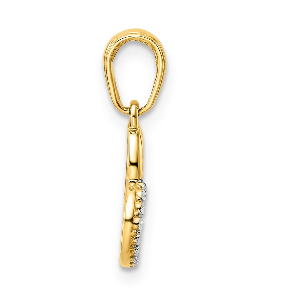 14k Yellow Gold and White Rhodium Diamond-cut Heart Pendant