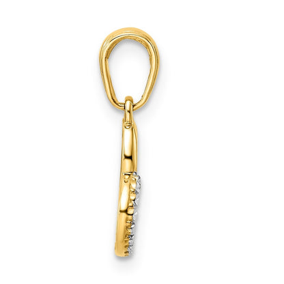 14k Yellow Gold and White Rhodium Diamond-cut Heart Pendant