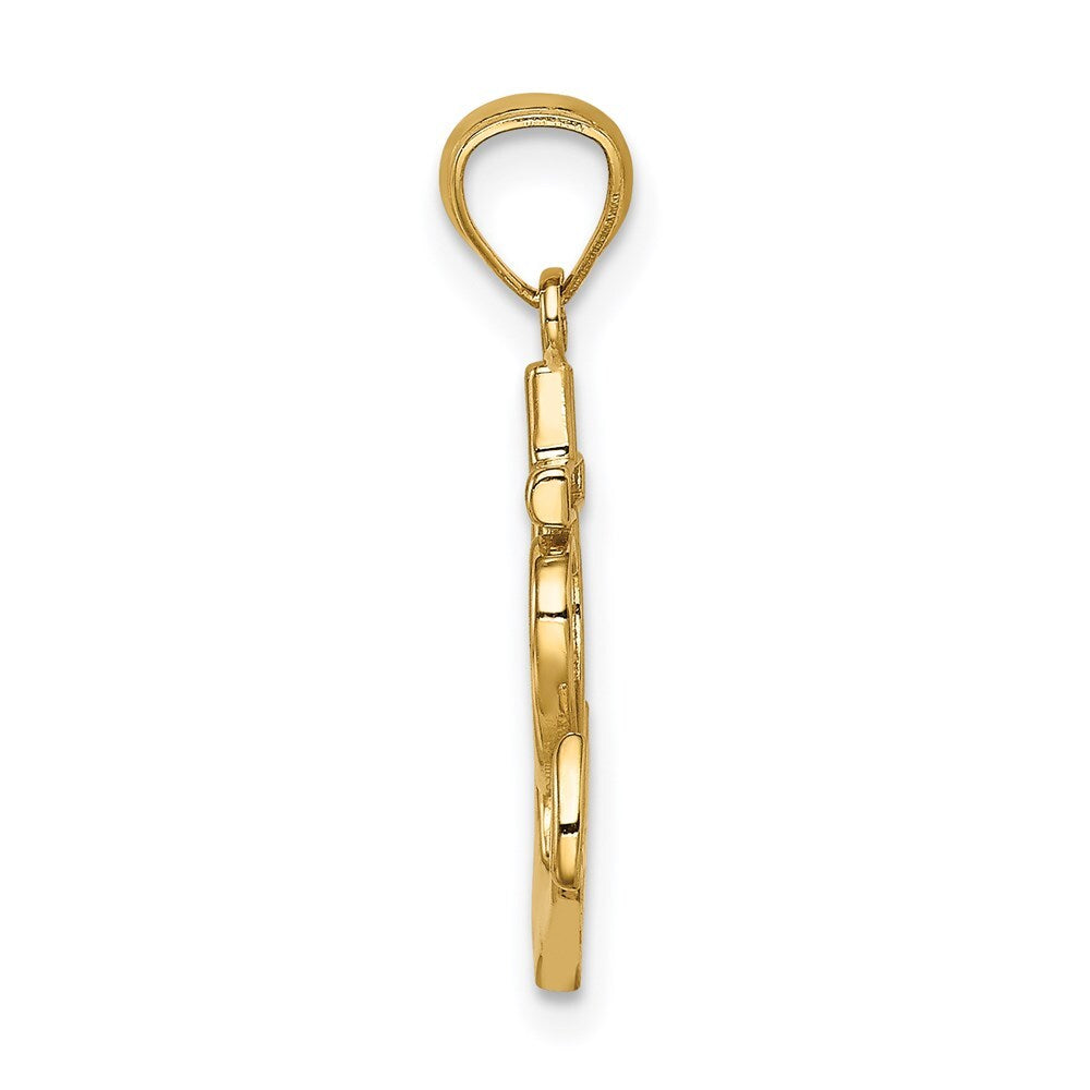 14k Yellow Gold Anchor with Heart Pendant for Women