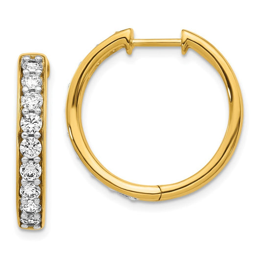 14k Yellow Gold Diamond Hinged Hoop Earrings