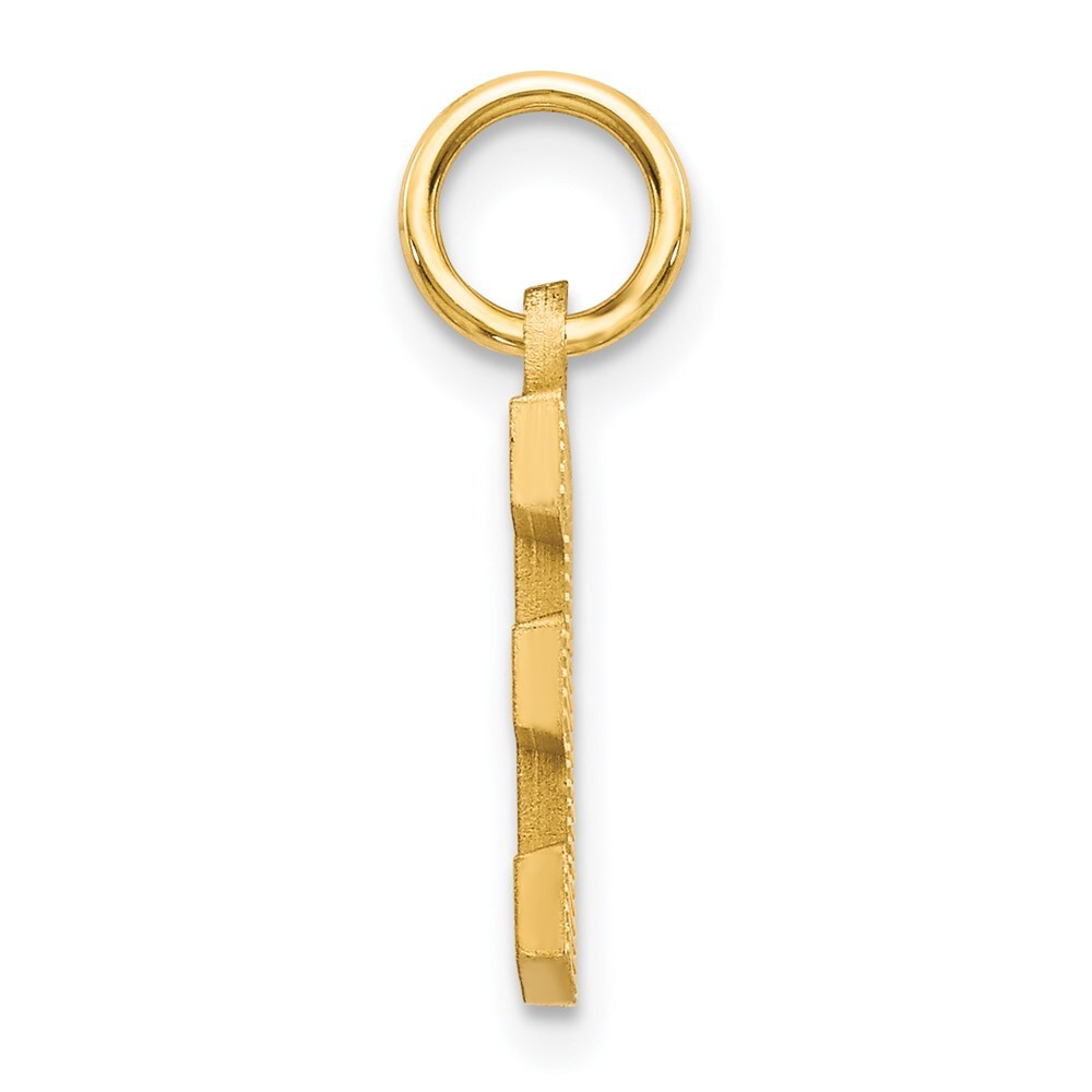 14k Yellow Gold Satin Diamond-cut Letter E Initial Charm Pendant for Women
