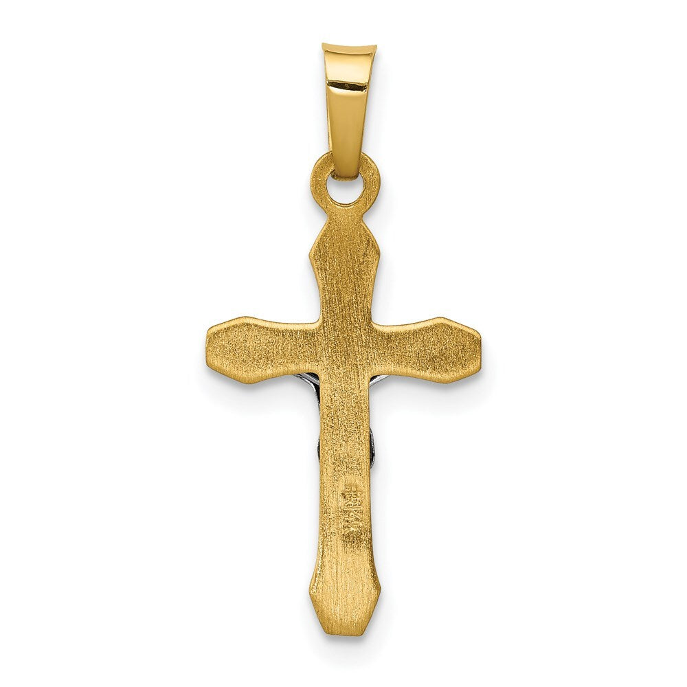 14k Two-tone Gold INRI Hollow Crucifix Pendant for Women