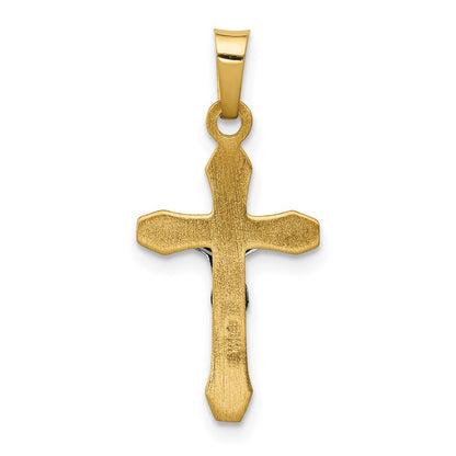14k Two-tone Gold INRI Hollow Crucifix Pendant for Women