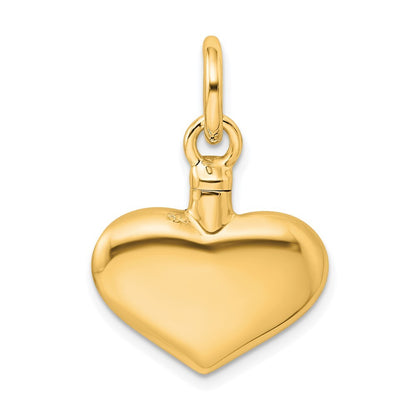 Sterling Silver Gold-tone Polished Puffy Heart Ash Holder Pendant
