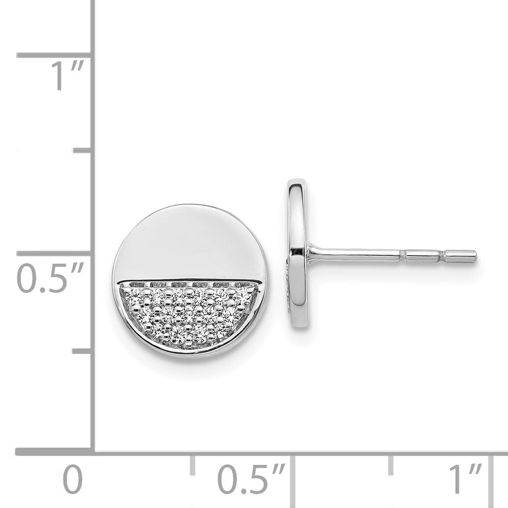 14k White Gold Diamond Fancy Circle Stud Earrings