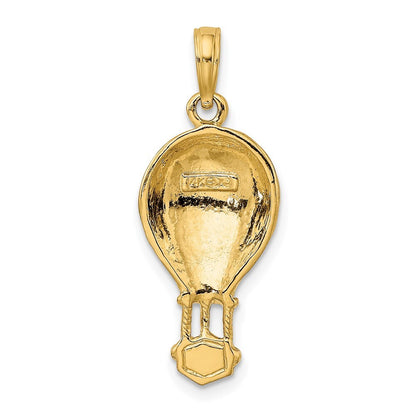 14k Yellow Gold Polished Hot Air Ballon Charm Pendant for Women