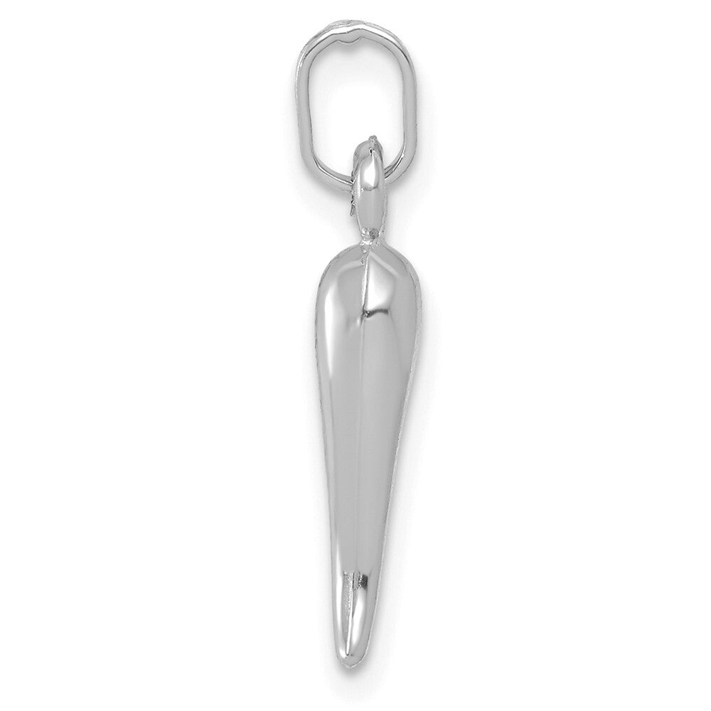 14k White Gold Hollow Italian Horn Charm Pendant for Women