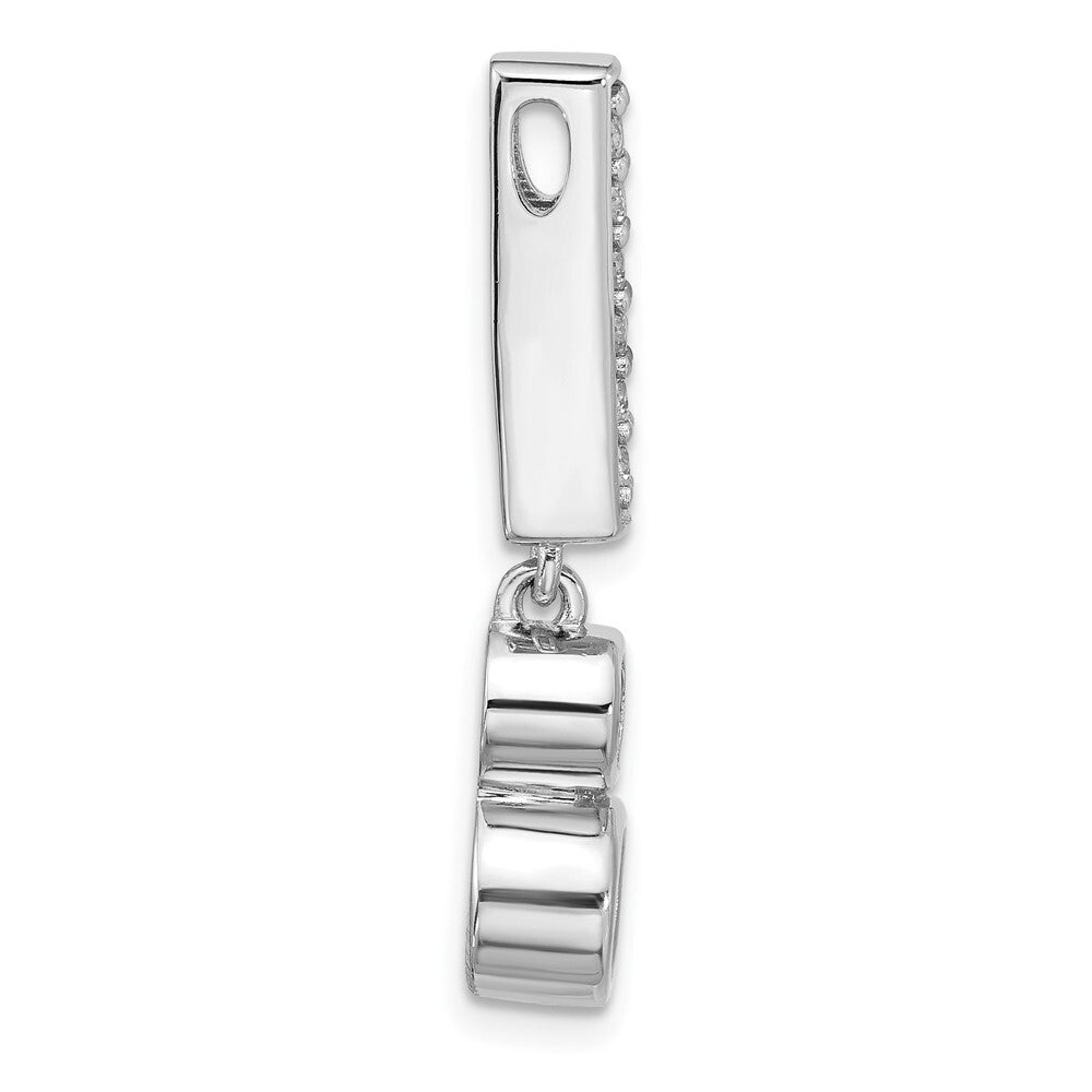 Sterling Silver Rhodium-plated Polished Purple Cubic Zirconia Chain Slide
