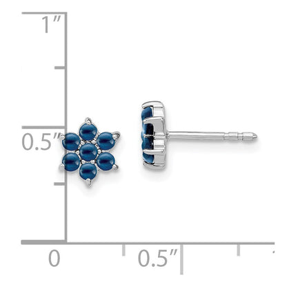 14k White Gold Sapphire Floral Stud Earrings