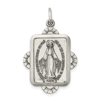 Sterling Silver Antiqued Miraculous Medal Pendant Holiday Gift for Women