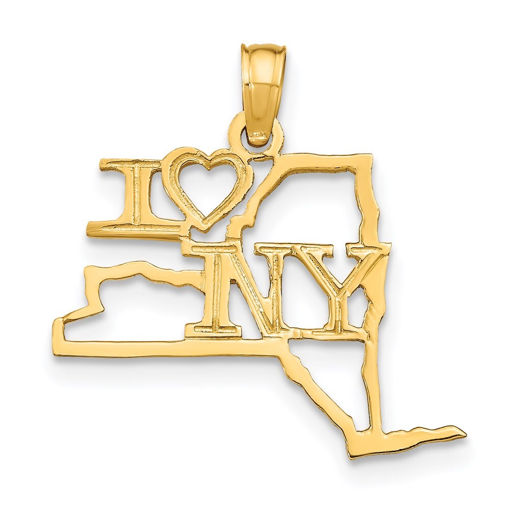 14k Yellow Gold Solid New York State Pendant for Women