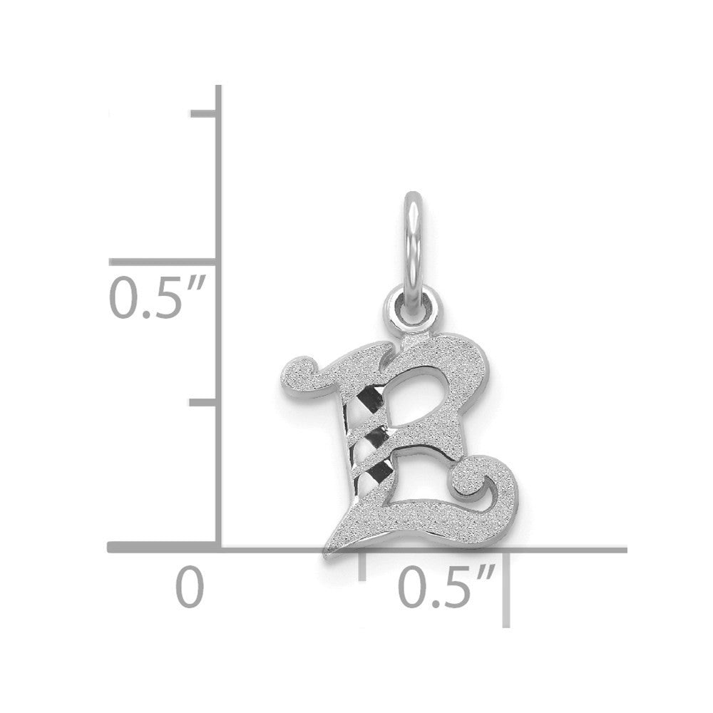 14k White Gold Diamond-cut Letter E Initial Charm Pendant
