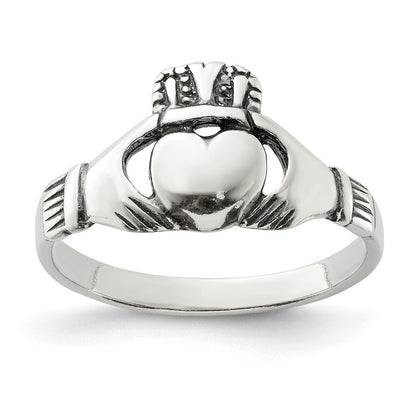 Sterling Silver Antiqued Claddagh Ring Size 6