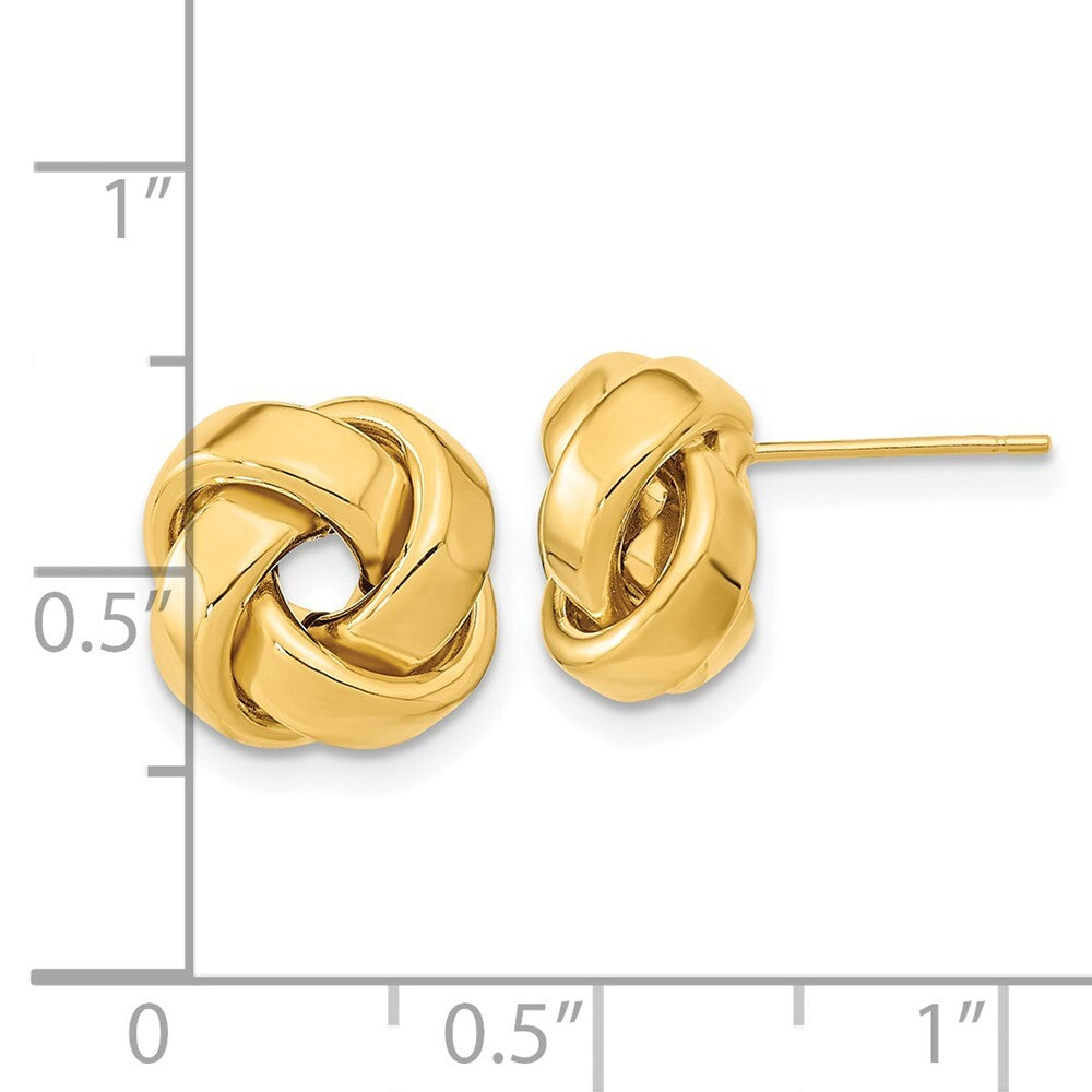 14k Yellow Gold Polished Love Knot Stud Earrings Gift for Women