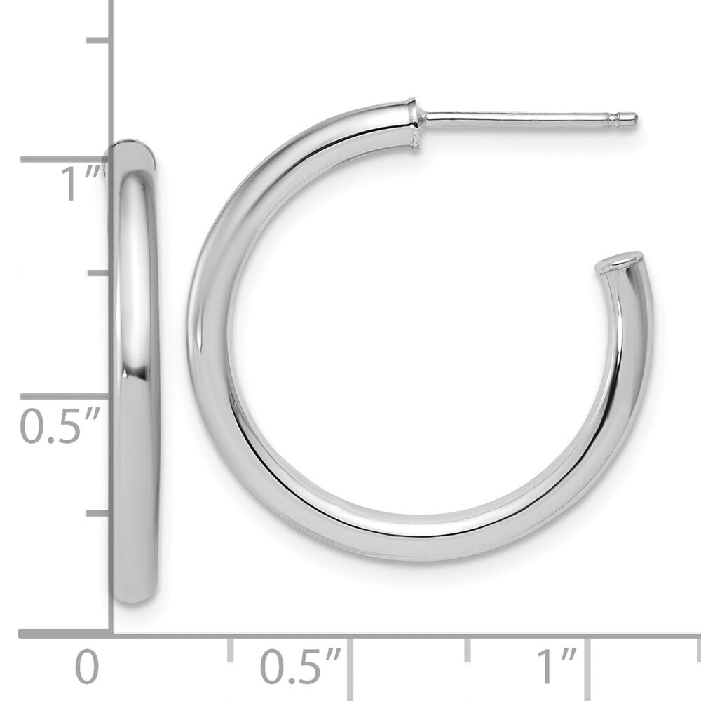 14k White Gold Polished 2.5 x 25mm Tube C-Hoop Earrings Gift for Women