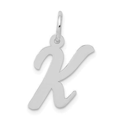 14k White Gold Medium Script Letter K Initial Charm Pendant for Women
