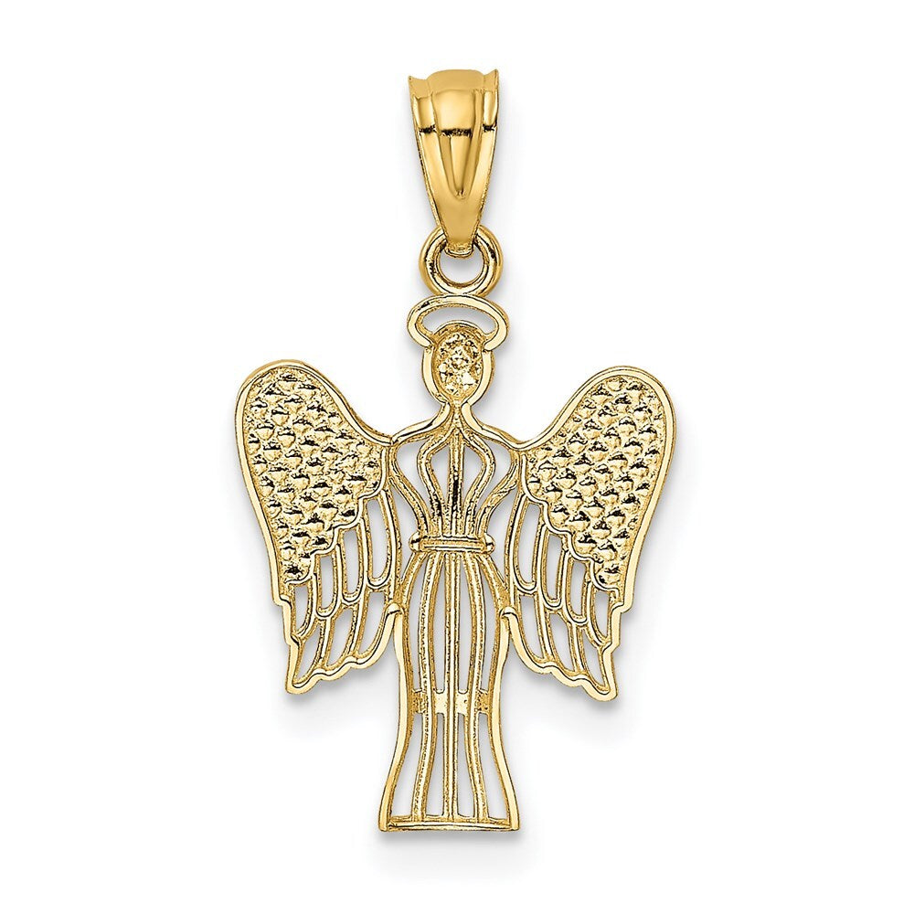 14k Yellow Gold Rhodium Angel Pendant for Women