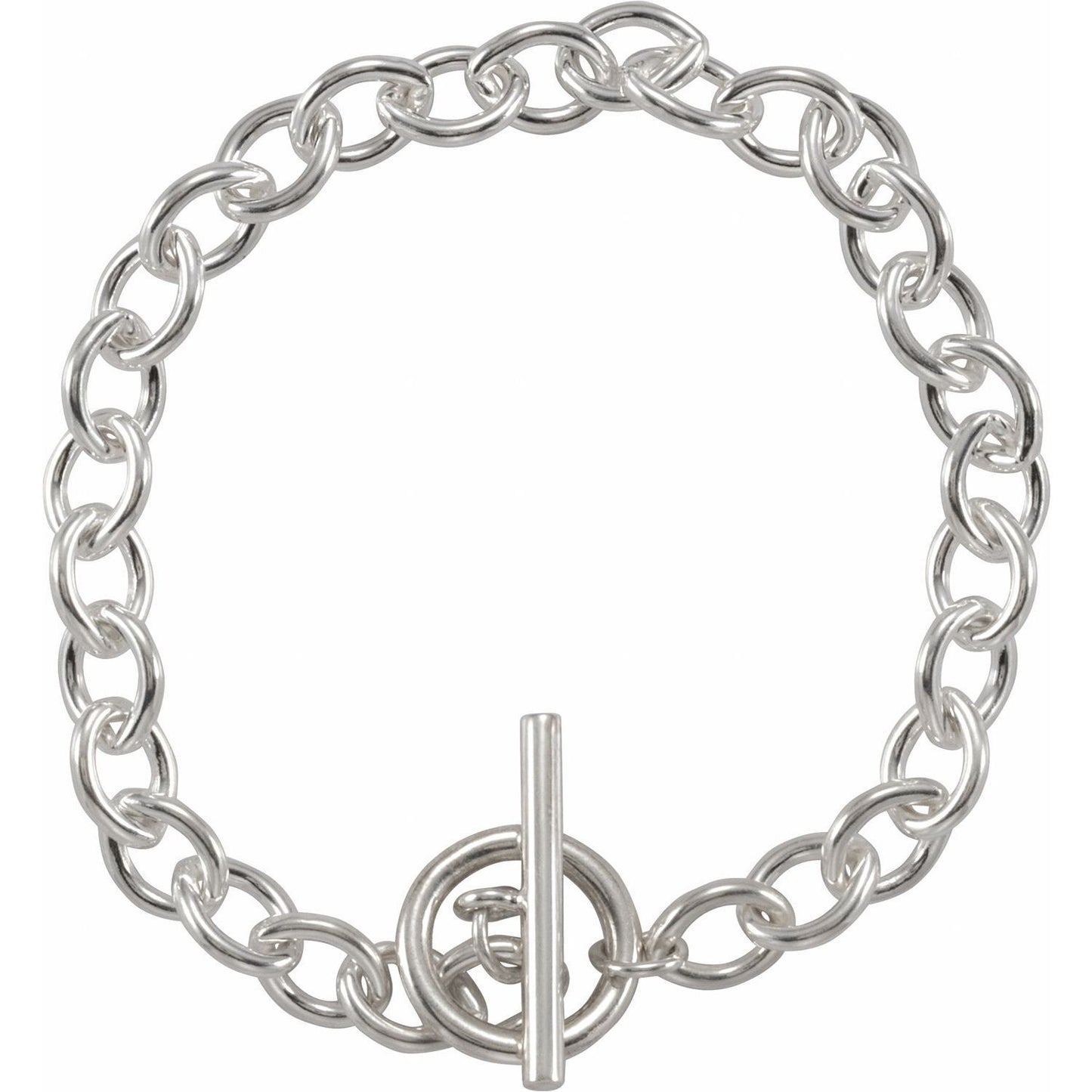 Sterling Silver 7 mm Charm Cable 8" Bracelet Gift for Women