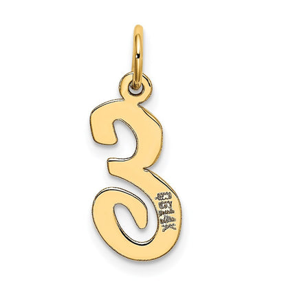14k Yellow Gold Medium Script Letter E Initial Charm Pendant for Women