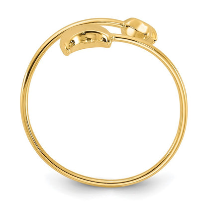 14k Yellow Gold Polished Adjustable Moon and Star Ring
