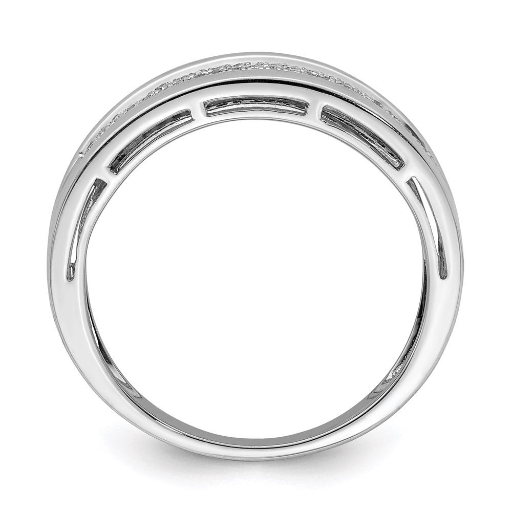 Sterling Silver Rhodium Plated Diamond Ladies Band Ring