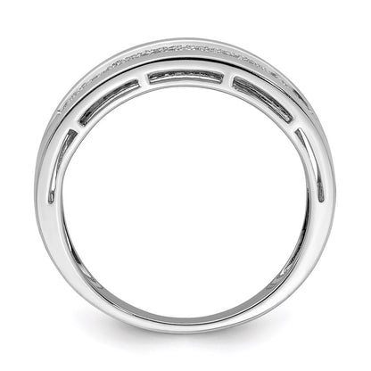 Sterling Silver Rhodium Plated Diamond Ladies Band Ring